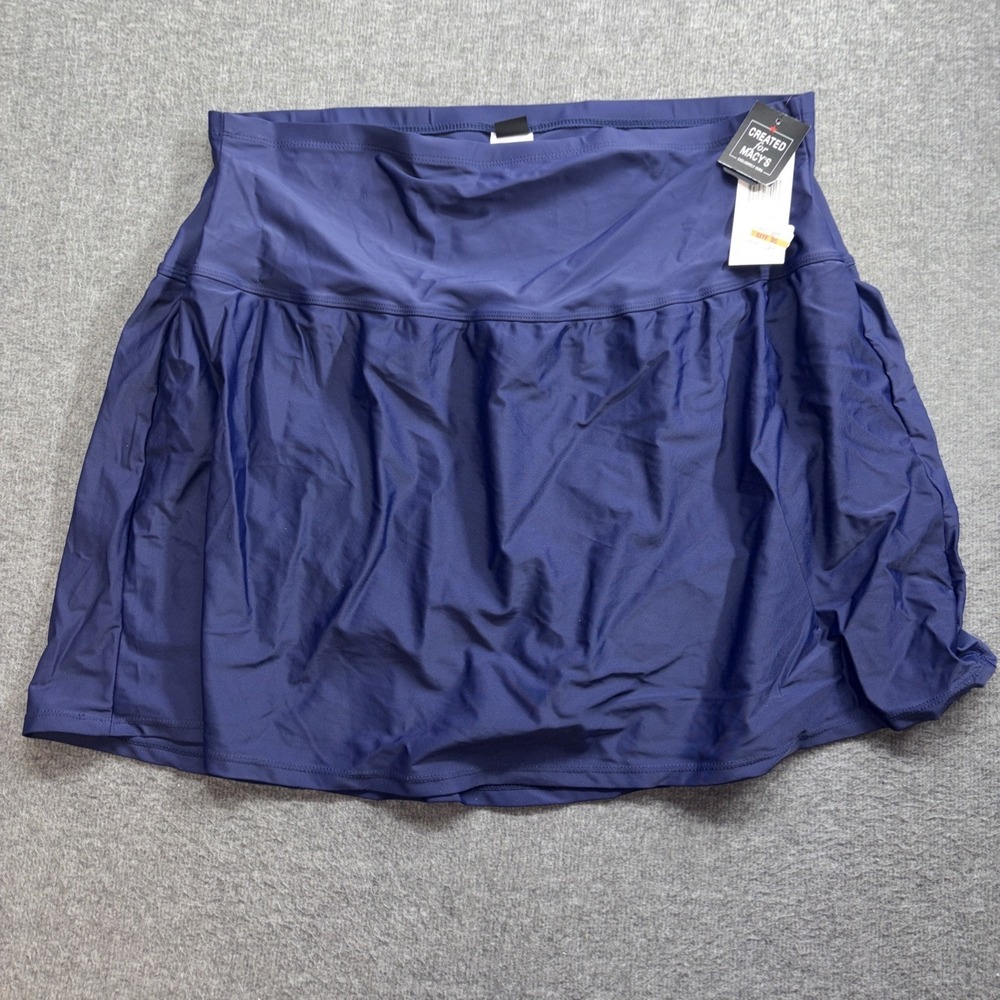 Island Escape Women's Control Skirtini Swim Shirt Navy Size 24W Retail $49